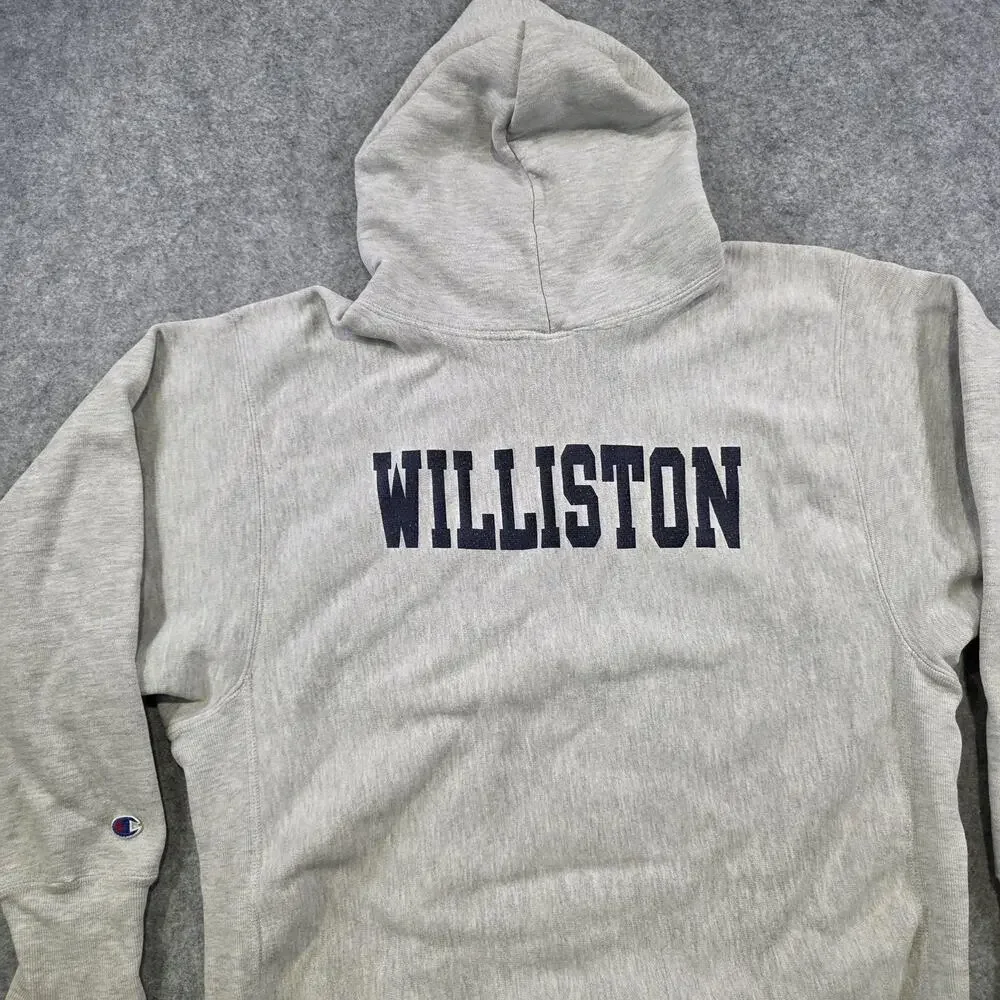 Vintage 90s Champion Reverse Weave‎ Hoodie Mens 2XL Gray Williston College USA